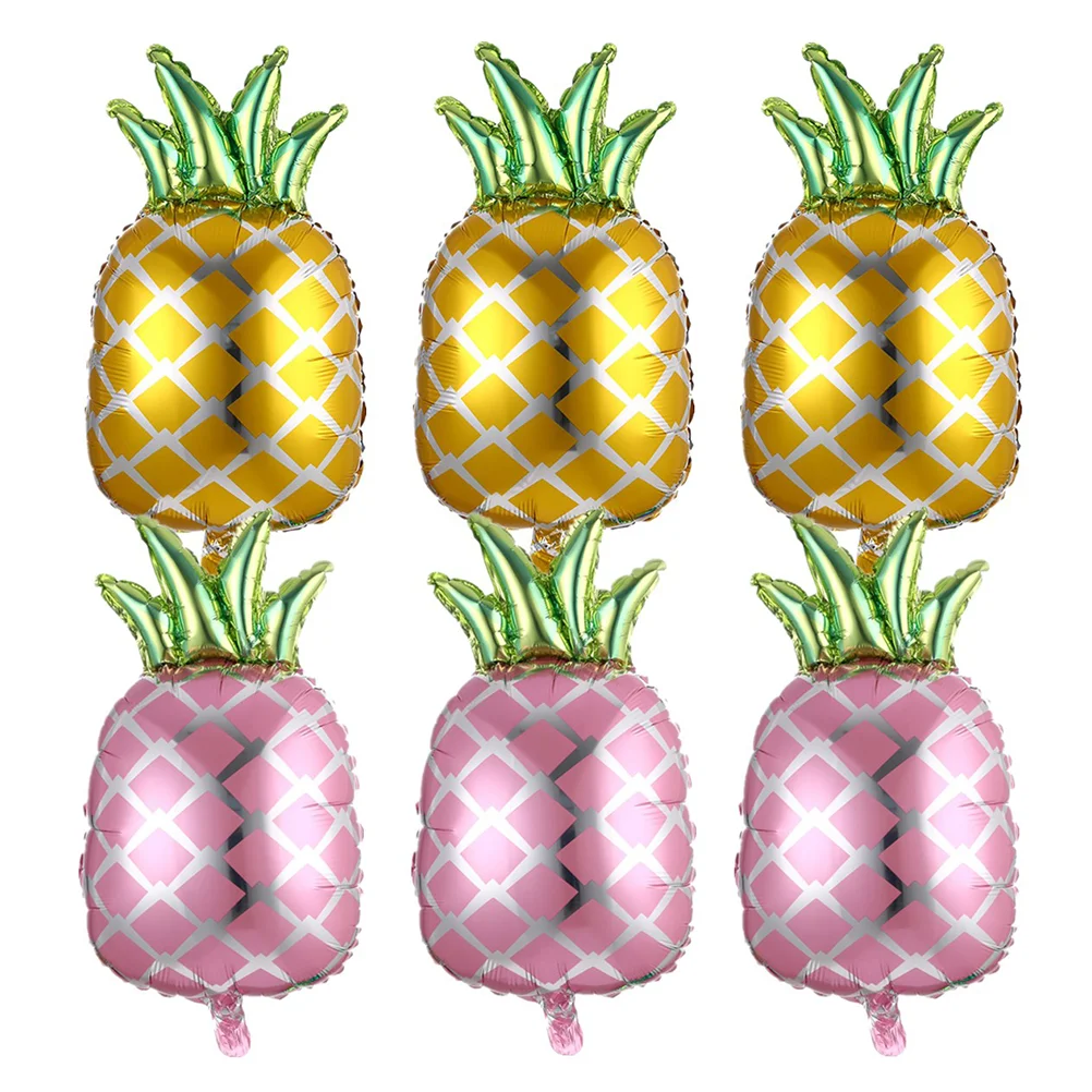 

6 Pcs Pineapple Foil Balloons Decorative Home Accessories Party Supplies Aluminum Film Hawaiian Banquet Ornament