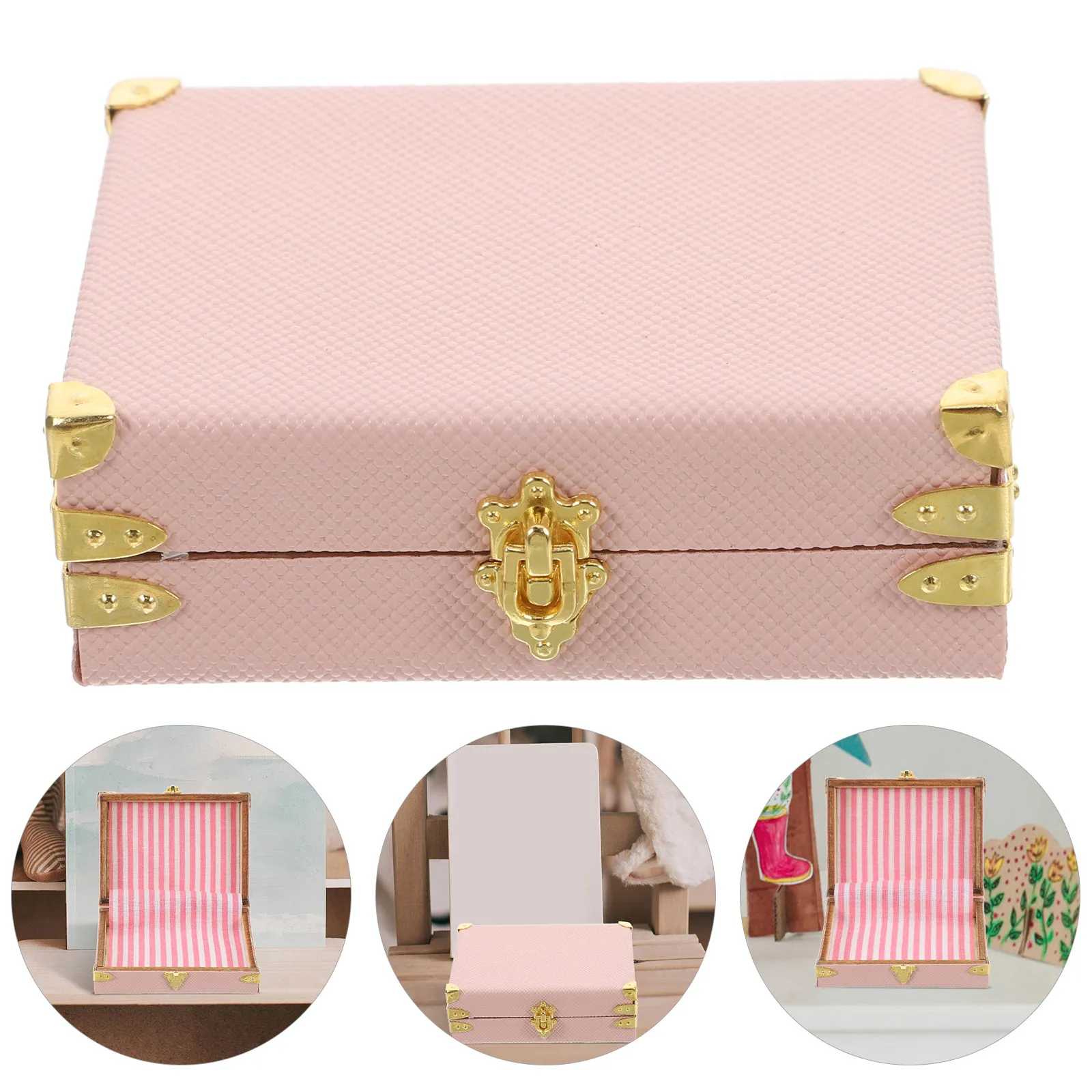 

Miniature Vintage Suitcase Retro Style Miniature Furniture Decoration for Dollhouse Bedroom Micro Landscape Accessories
