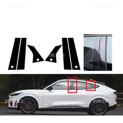 Fit For Ford Mustang Mach-E 2021-2023 6pcs Silver Carbon Gloss Black Pillar Posts Window Door Trim Cover Stickers
