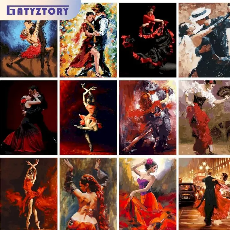 

GATYZTORY Frame Diy Painting By Numbers Dancers Man And Woman Picture Drawing Wall Decors Diy Gift For Adults On Canvas Romance