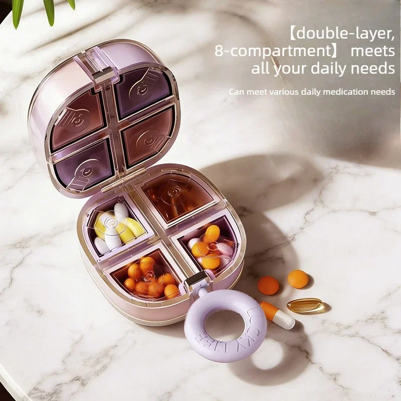 Magnetic Sealed Pill Organizer, 7 Day 8 Grids Moisture-Proof Magic Cube Medicine Box for Home & Travel Vitamins Pills Storage