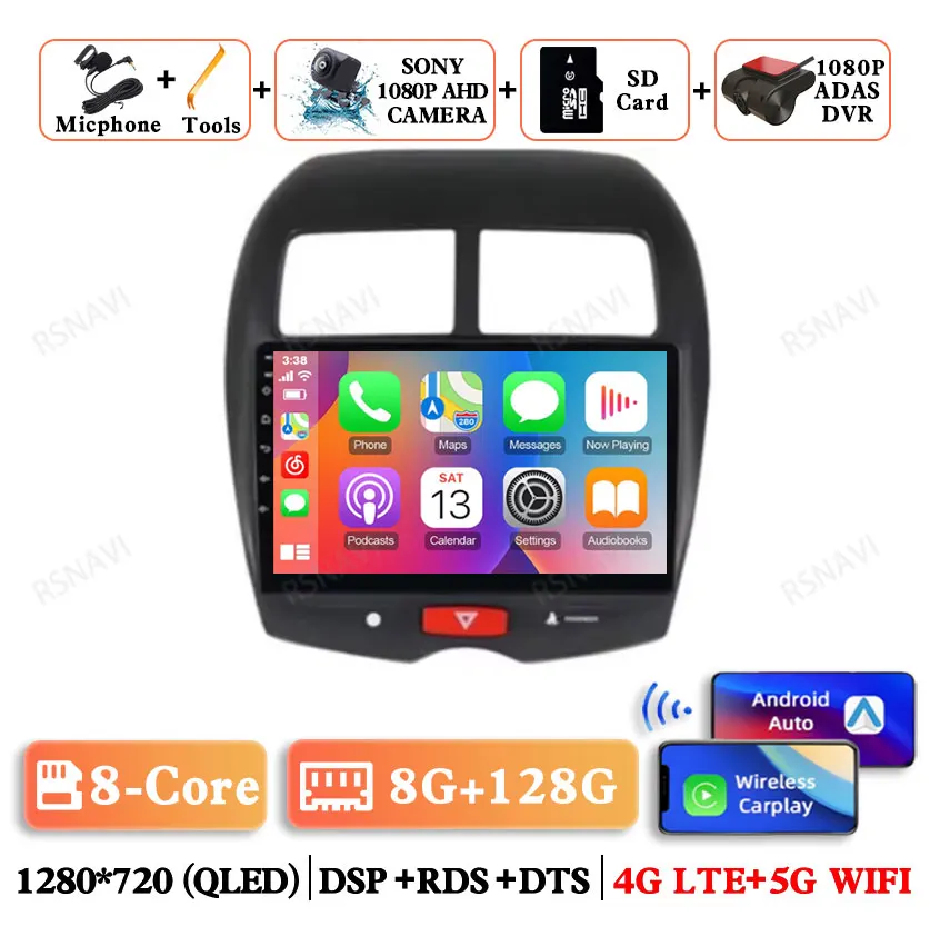 Android 15 Voor Mitsubishi ASX 1 2010 2011 2012-2016 Navigatie Autoradio BT DSP Viedo Speler 5G WIFI Head Unit Stereo Multimedia