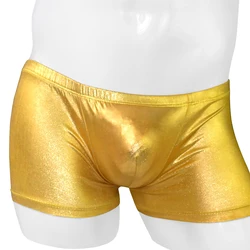 Boxer Briefs Panties 1X Breathable Classic Comfort Faux Leather Gold Polyester Silver Soft Solid Comfy Fashion