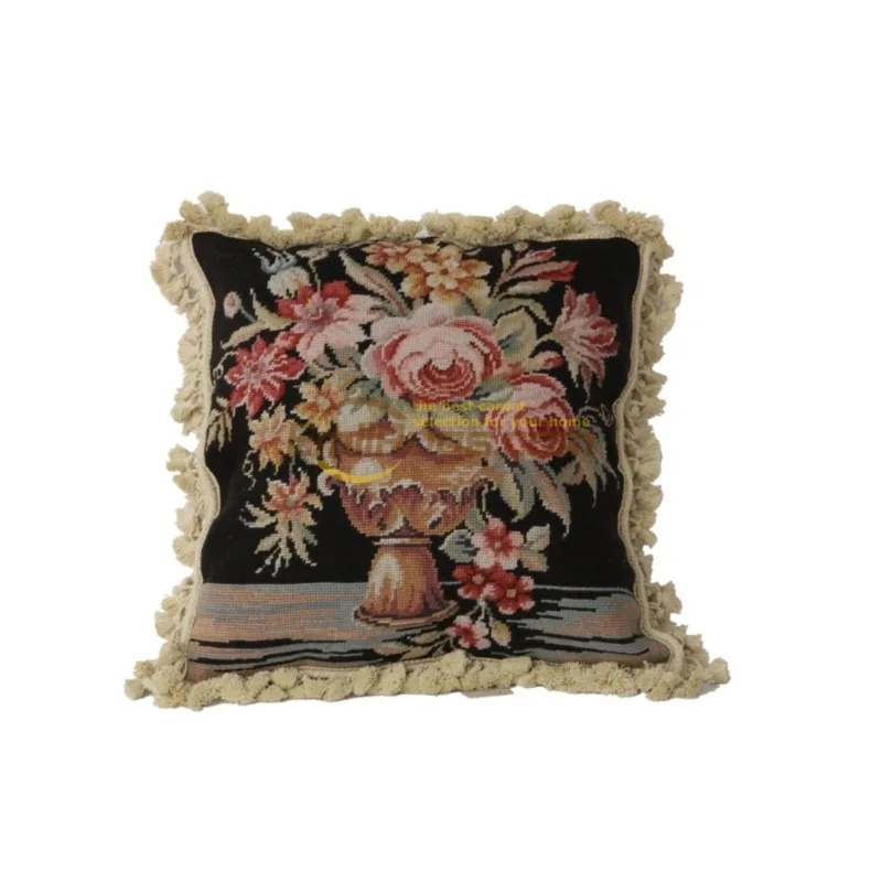 European nationality woven throw pillow embroidery Throw pillow needlepoint cross embroidery Victorian style court