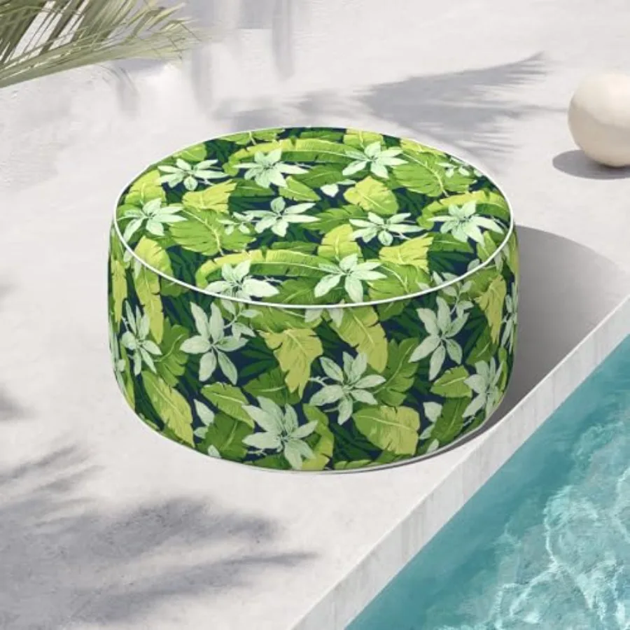 

Indoor/Outdoor Inflatable Ottoman, Water Repellent Polyester Round Footrest D31 x H14 inch, Portable Lightweight Footstool for