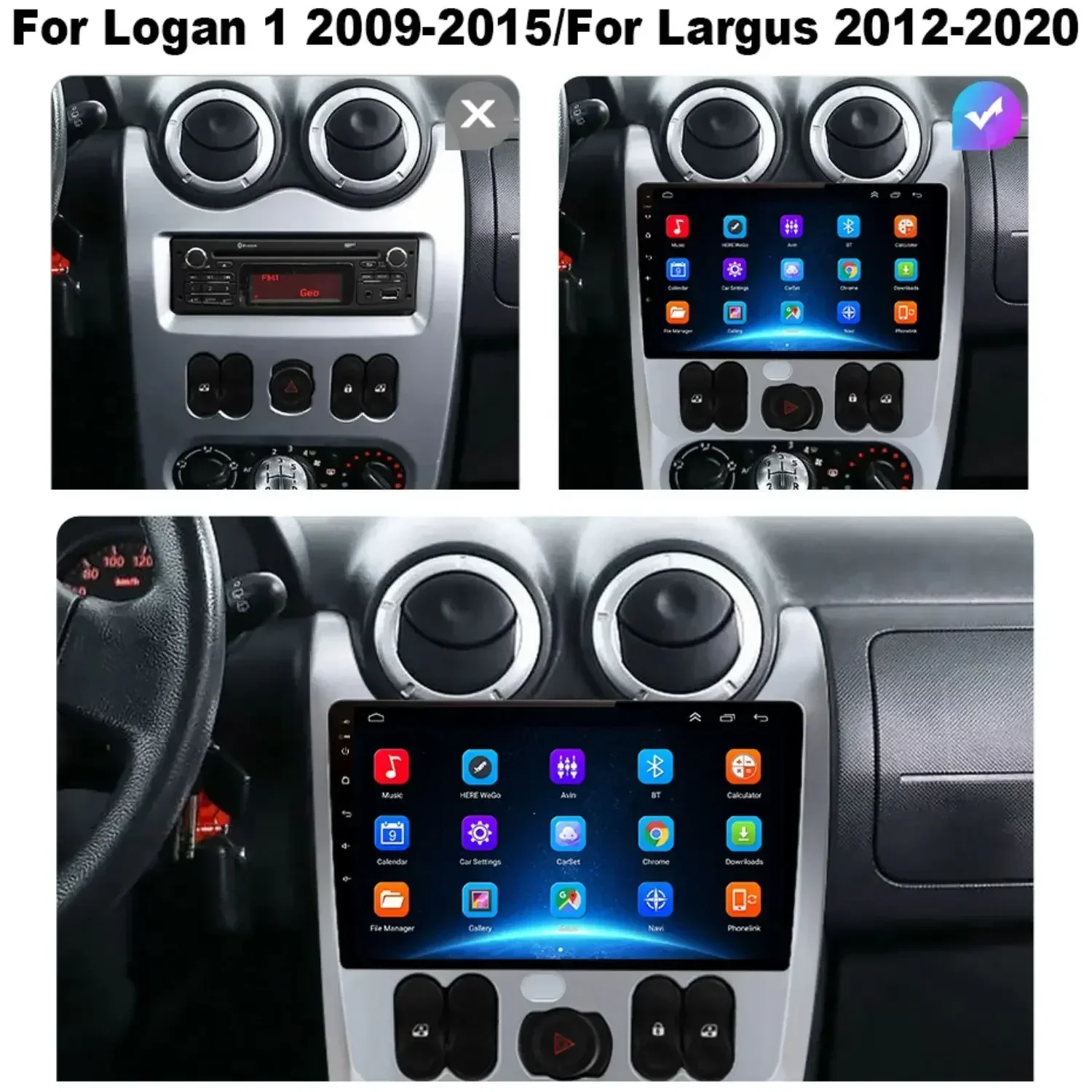 For Renault Logan Sandero 2009-2015 For Lada Largus Lergus 2012-2020 For Dacia Duster 2010-2017 Car Radio Multimedia Autoradio