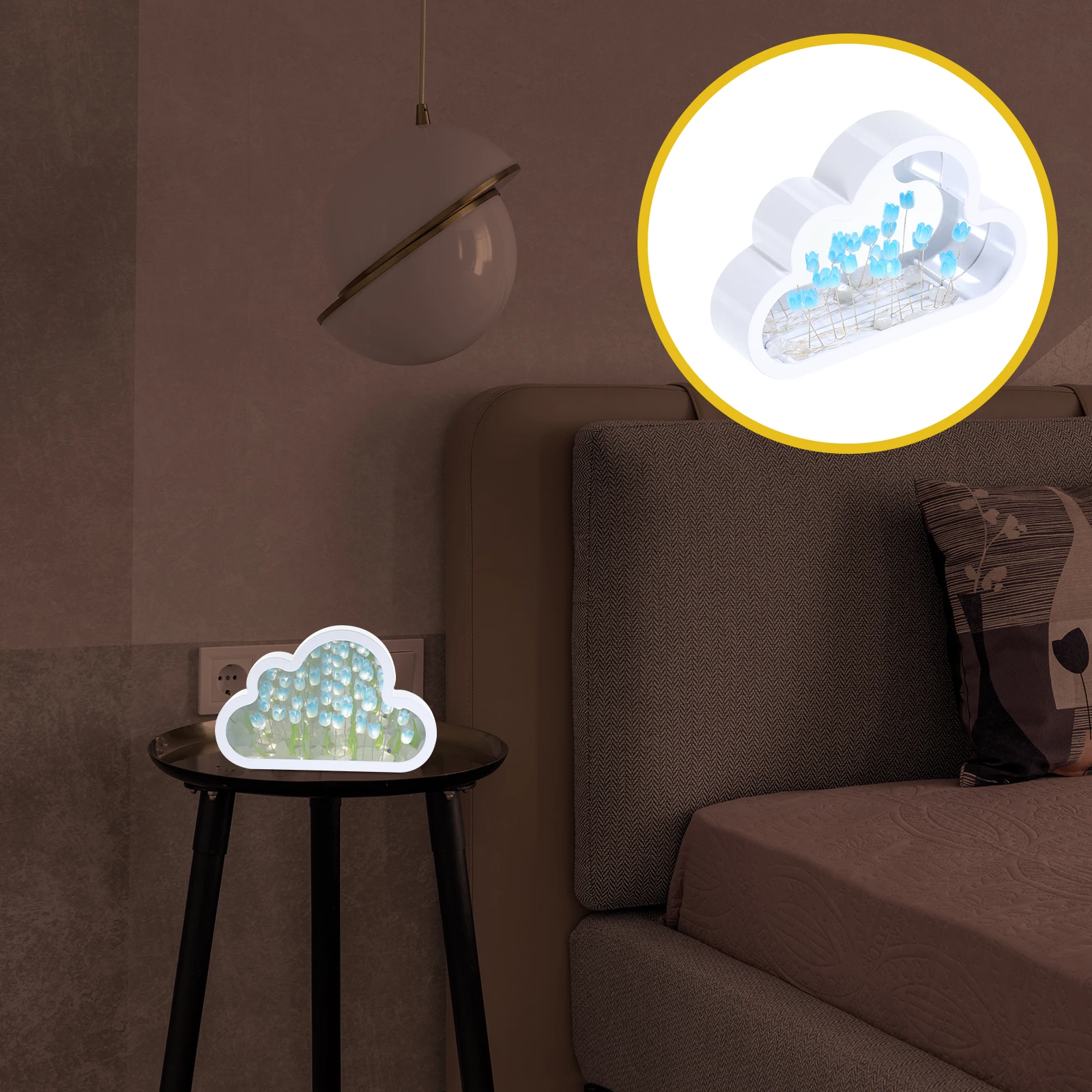 

13 Tulip Cloud Night Lamps DIY Handmade Mirror Frame Decor Blue Bedroom Bedside Table Glow Lamp Cloud Tulip Light