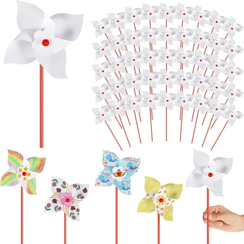 10st DIY papier pinwheel bulk wit blanco papier pinwheel knutselsets jongens meisjes zomeractiviteiten, geschikt voor buitenfeesten - afbeelding 2