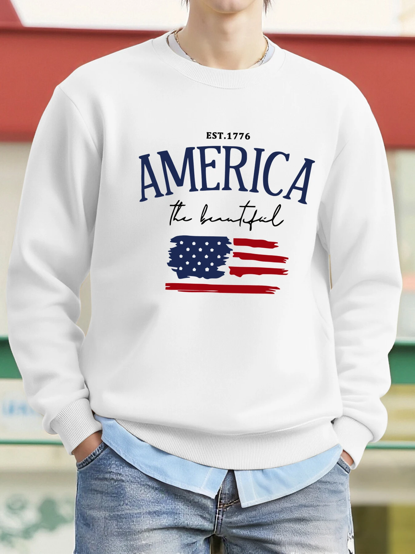 

America Est 1776, дизайнерские пуловеры, мужские уличные флисовые толстовки, осенняя повседневная модная одежда, универсальные топы большого размера в стиле хип-хоп