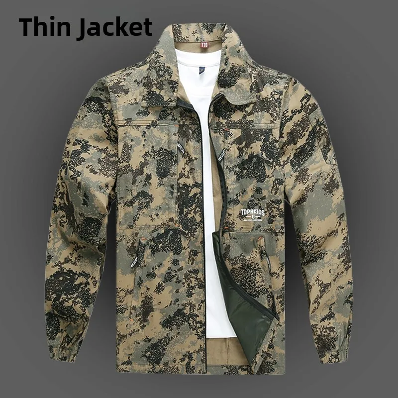 

Men's Pure Cotton Camouflage Workwear Jaet Thin Model Outdoor Welding Resistant Wearable for Summer Work orm