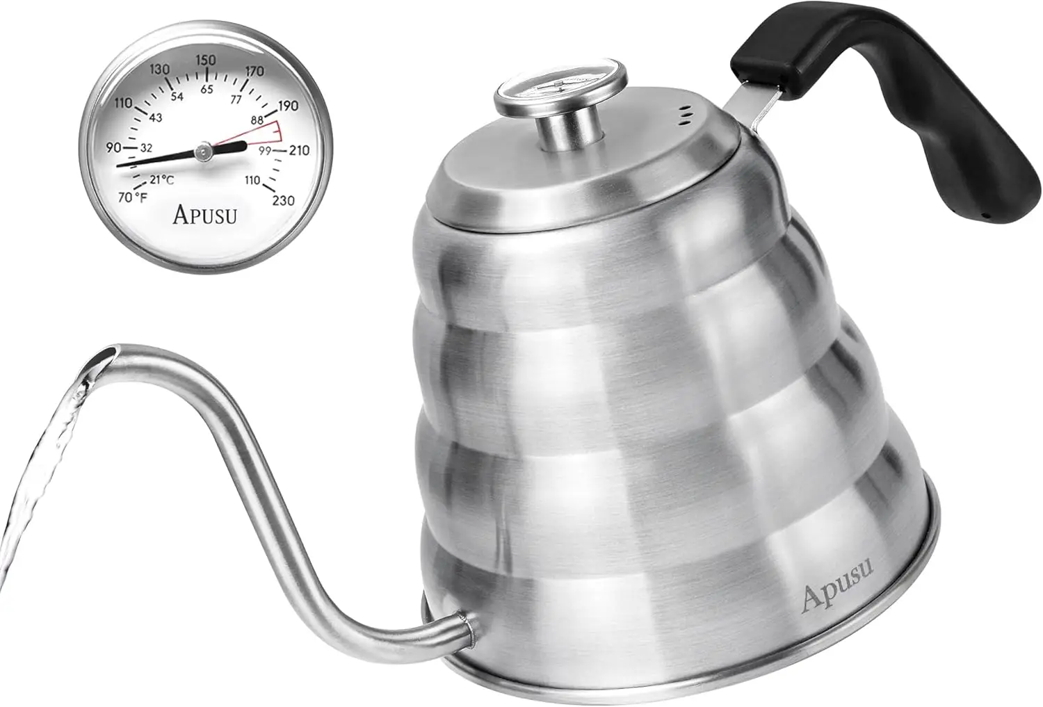 

Gooseneck Kettle for Manual Drip Coffee & Tea 40oz Stainless Steel Pour Over Coffee Kettle with Thermometer Tea Kettle for Stove