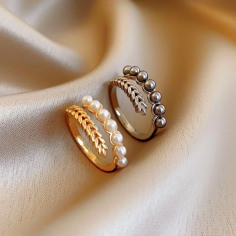 NISHIZAWA French Wheat Ear Pearl Open Ring Design Finger Ring for Women