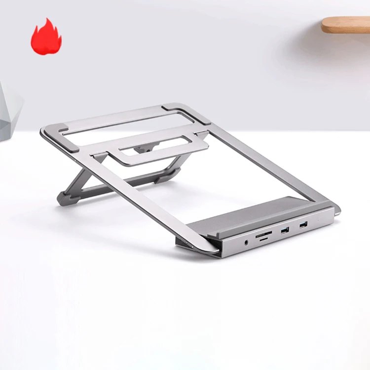 12in1 Aluminum adjustable laptop stand with 2HD.MI VGA usb hub triple display port docking station hub