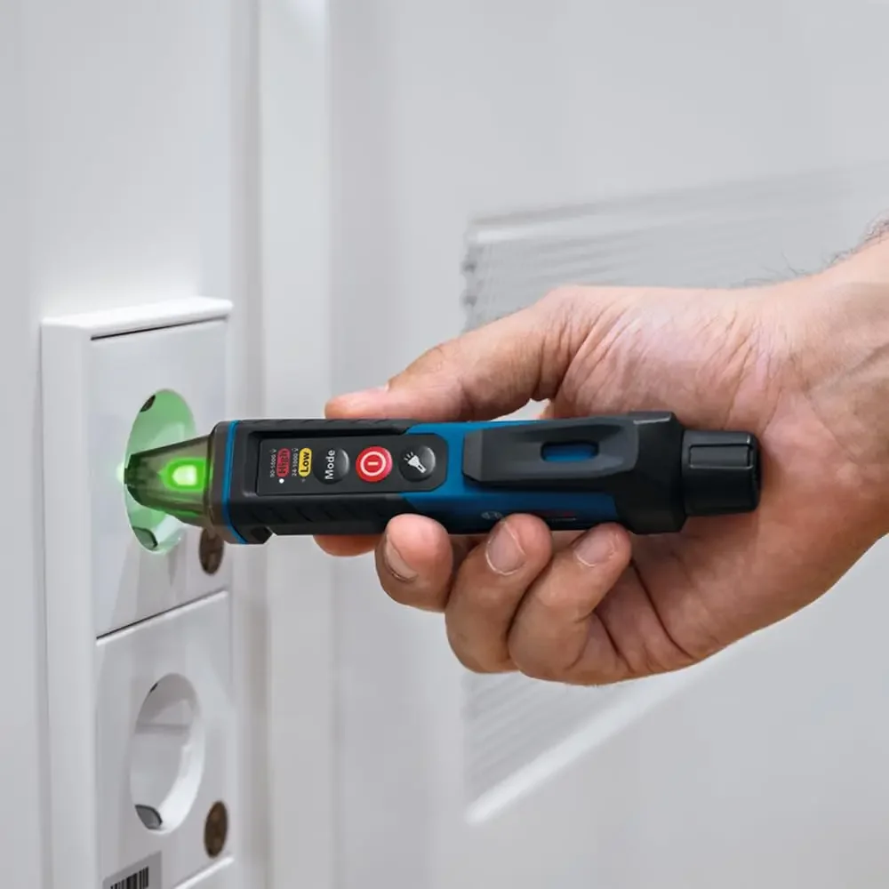 Bosch GVD 1000‑17 Non-Contact Voltage Tester Pen IP67, Built-in Flashlight Auto Self-Test Electrician Circuit Detector