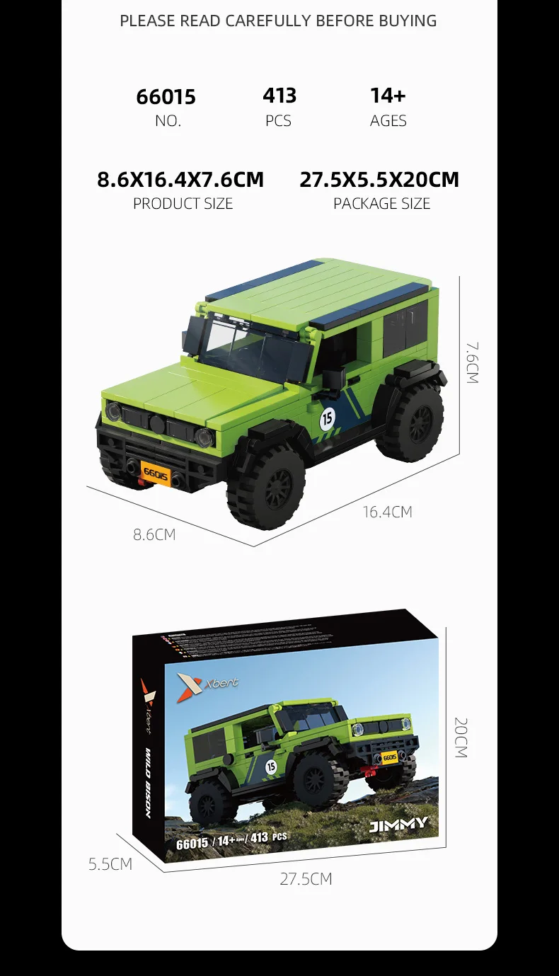 413PCS Sedan Bouwstenen SUV Off-Road Auto Model Kit Creatieve Voertuig Bakstenen Desktop Display Kinderen Educatief speelgoed Model Gift
