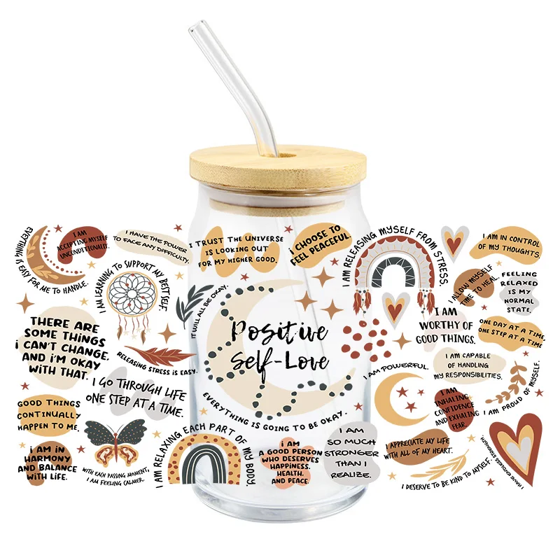 Transfer Sticker Self Love Uv Dtf Wraps For The Libby Glasses I Trust My Intuition Proud Of Myself Custom Decals Easy To Use