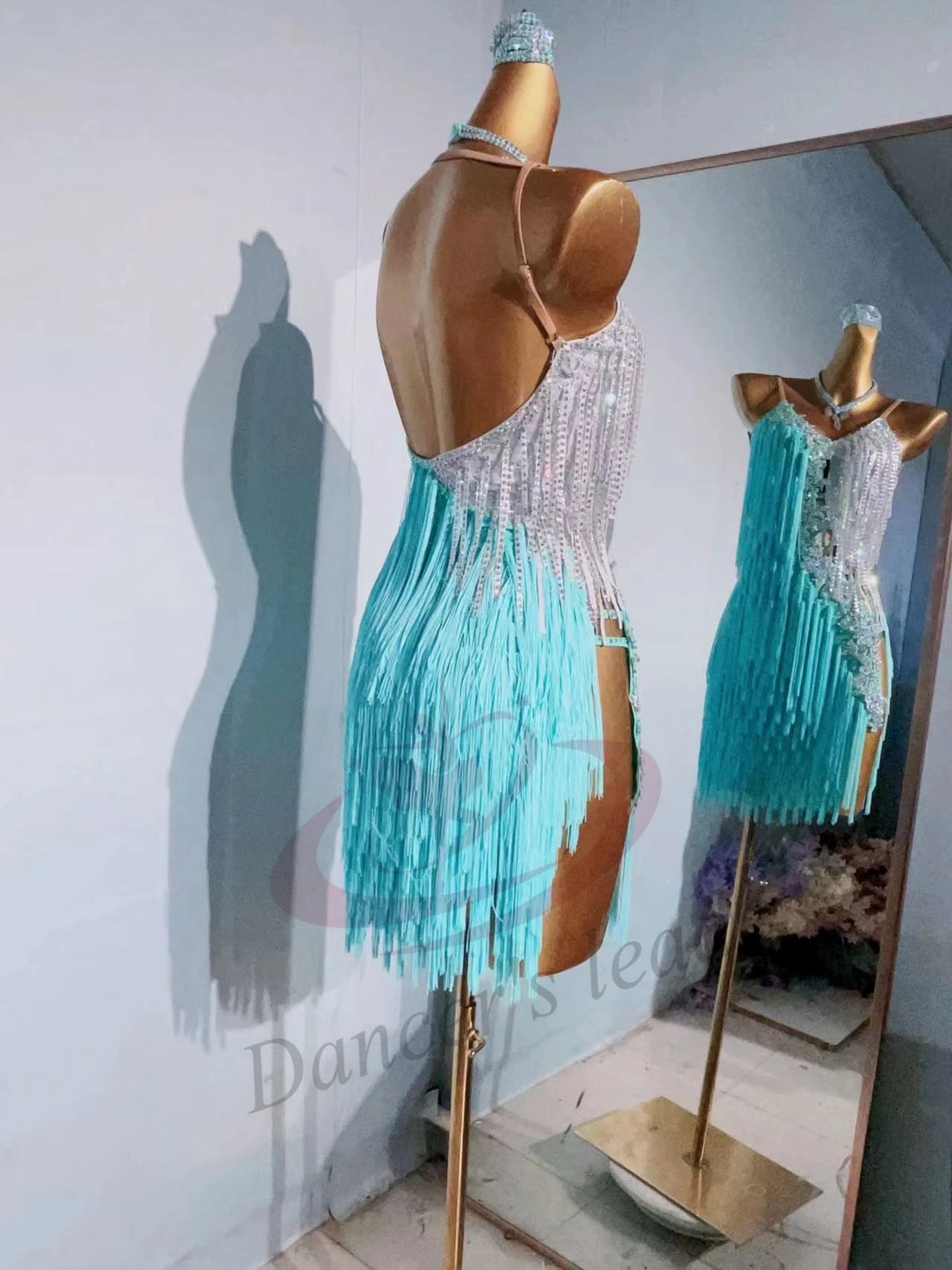 

Latin Dance National Standard Dance Competition Clothing High end Customized Handmade Tassel with Diamond Samba Standard Dress