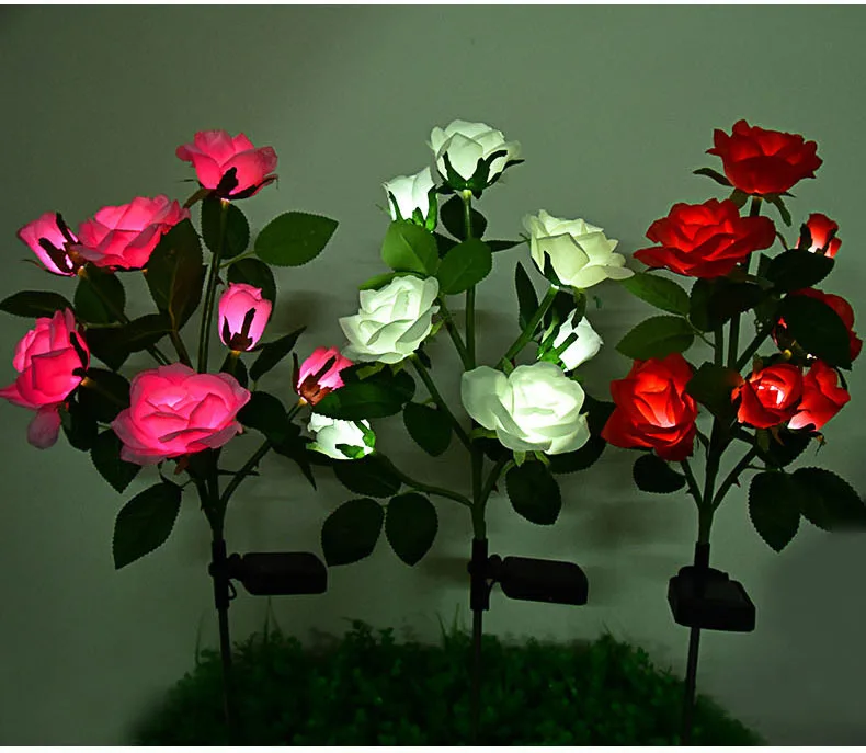 7 Cabeça LED Simulação Solar Lírios Rosa Flor LED Luz Jardim Quintal Gramado Noite Lâmpada Paisagem Jardim Decoração Casa Flores