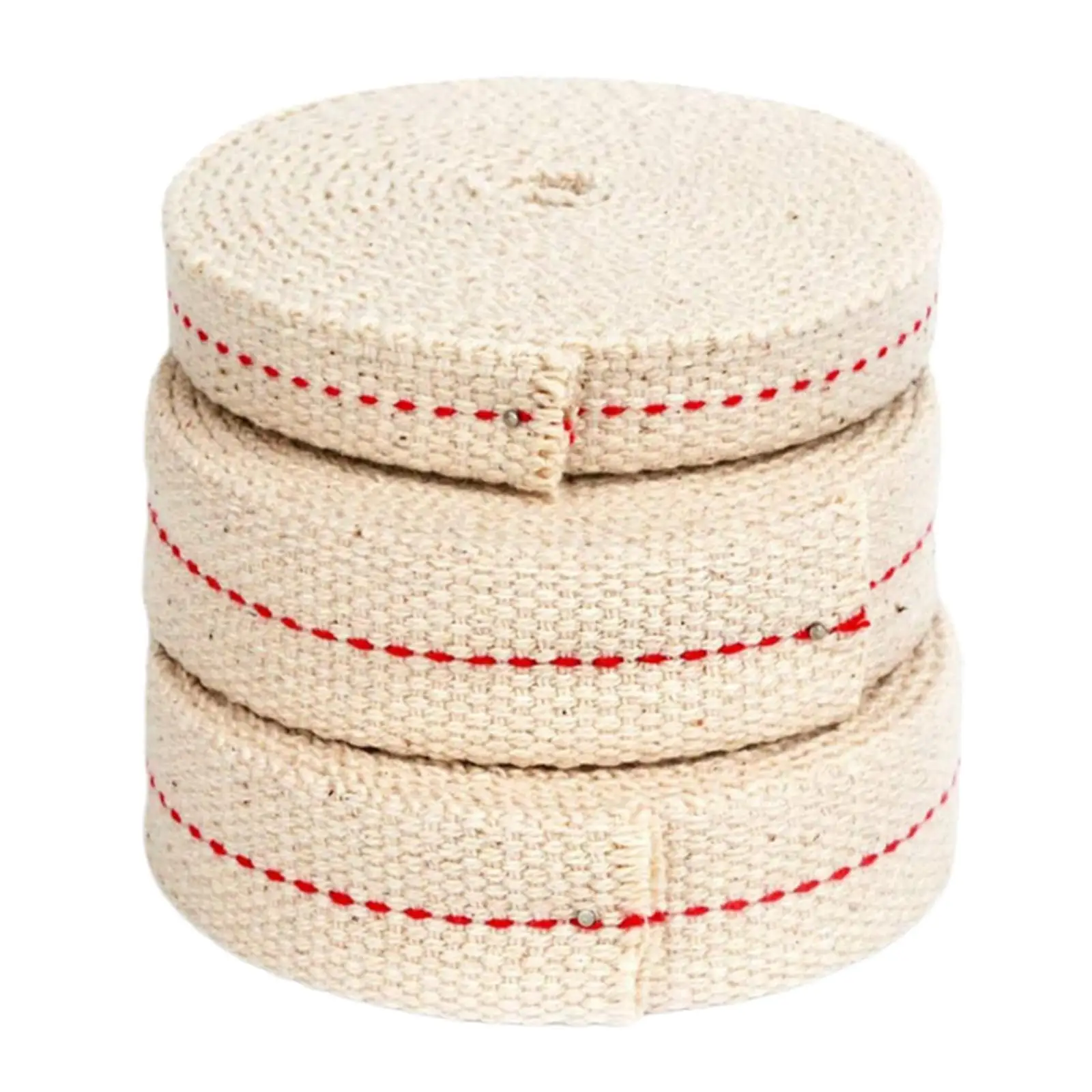 3 Rolls Flat Cotton Oil Lantern or Oil Lamp Wick with Red Stitch 6.5 Ft/Roll