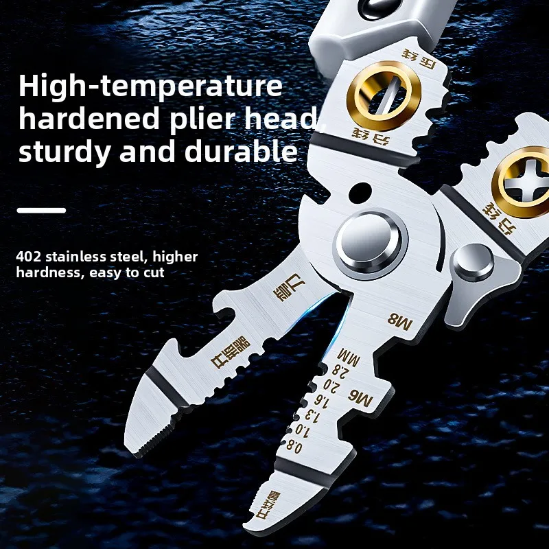 Stainless Steel21Integrated wire stripper with voltage tester 71-inch electrician's special multi-functional wire stripper