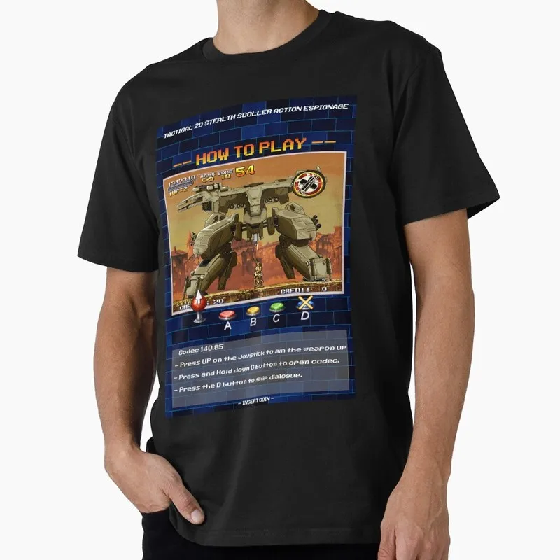 Metal Slug Game T Shirt 0129 Vintage Arcade Graphic Tee Retro Military Action Shooter printed Short Sleeve Casual Streetwear
