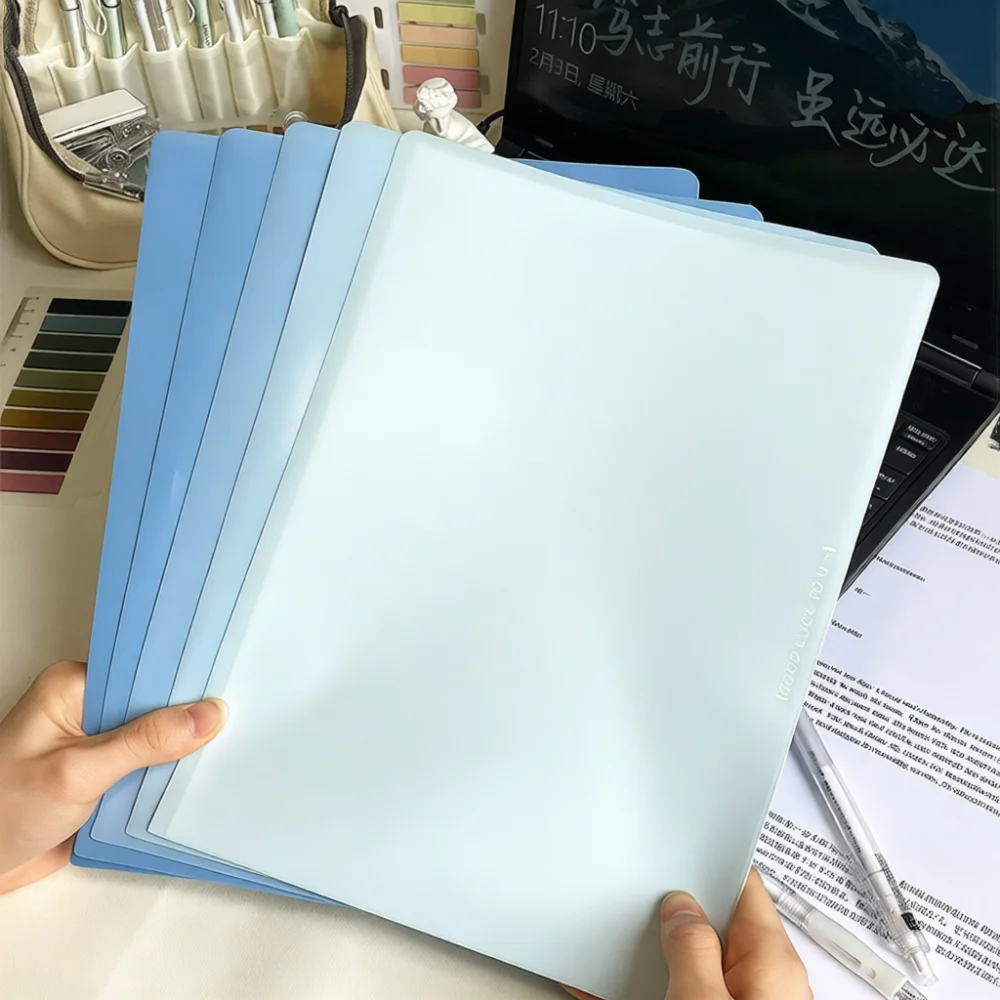 A4 Gradient Portfolio Organizer Thickened Plastic Document Folder Storage Bag For Office School Exam Paper Management