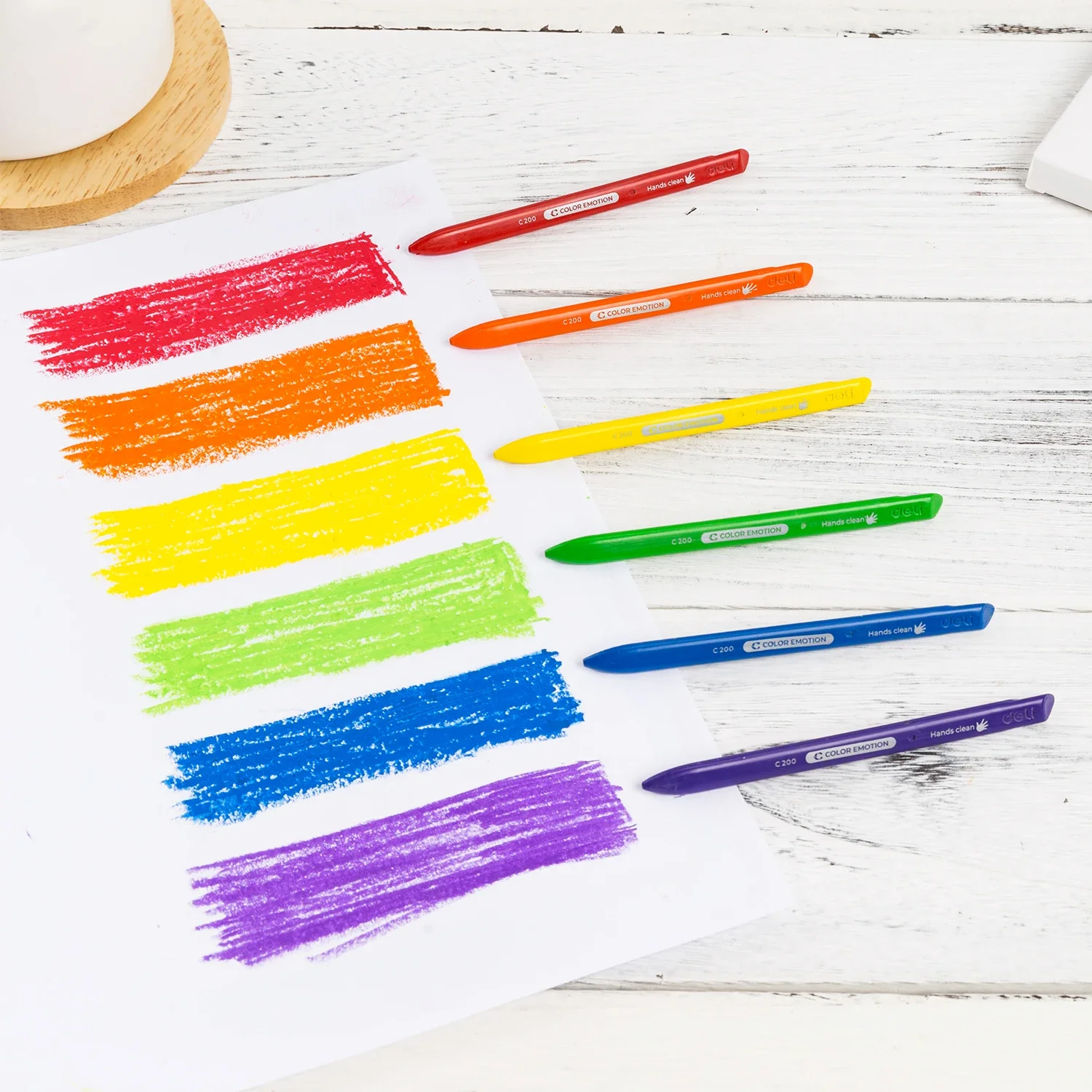 Deli 12/24 Colors Plastic Crayon Washable Non-toxic Coloring Pencil Erasable Wax Crayons Easy Clean Painting for Kids Gift