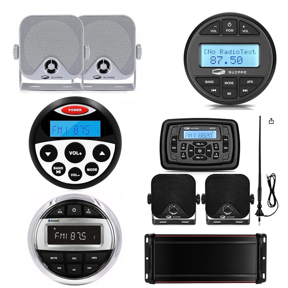Waterproof Marine MP3 FM Audio Controller Sound Player Hardware Accessory Fit Yacht Motorboat RV Beach Bike Offroad Water Vessel