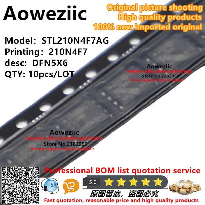 

Aoweziic 2018+ 100% new imported original STL110N4F7AG 110N4F7 STL210N4F7AG 210N4F7 DFN5X6 MOSFET N-CH 40V 110A / 40V 120A