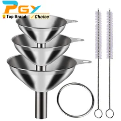 3/5 Pcs Stainless Steel Kitchen Funnels Set Food Grade Metal Funnels for Filling Bottles Small Funnels for Essential Oil Spices