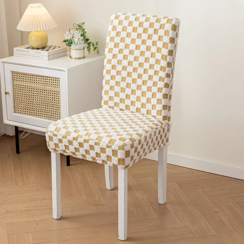 1 قطعة الشتاء الدافئة غرفة الطعام كرسي يغطي تنورة شبكة الجاكار سميكة أفخم تمتد ديكور المنزل كرسي أغطية العالمي