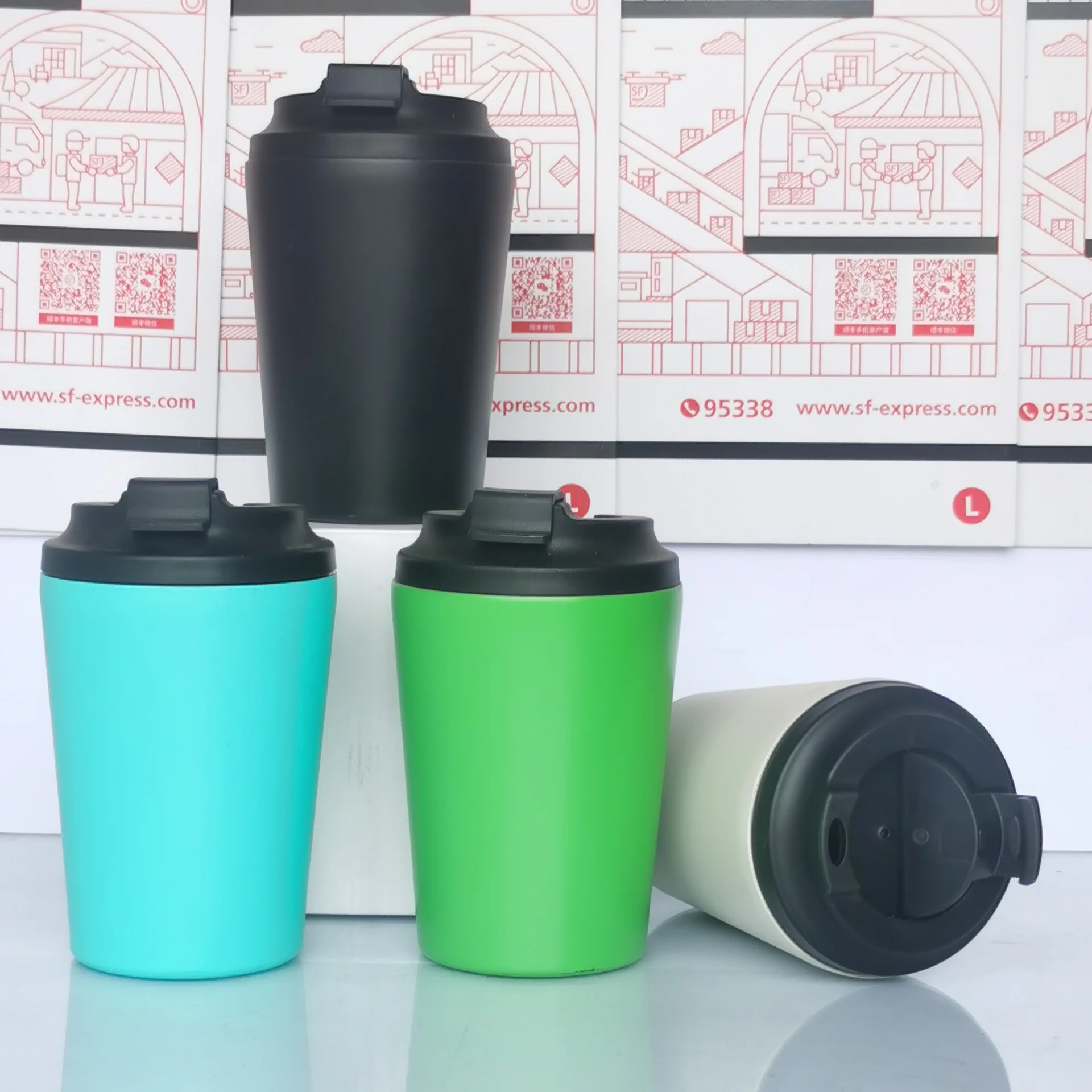 350ml Simple Stainless Steel Thermos Cup for Direct Drinking Car Small Coffee Milk Cup Colorful Water Cup Double-layer Vacuum