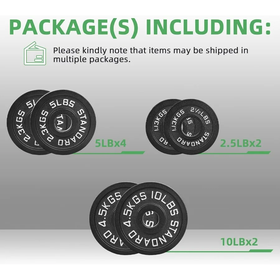 لوحة وزن من الحديد الزهر مقاس 2 بوصة لتدريب القوة ورفع الأثقال: معدات لياقة بدنية متينة ودقيقة مناسبة لـ