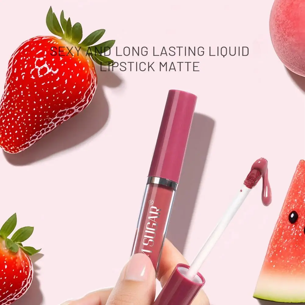 3pcs Fruit Cherry Strawberry Liquid Lipstick Makeup Kit Non Stick Cup Colorfast Long Lasting Velvet Matte Peach Lip Gloss Set