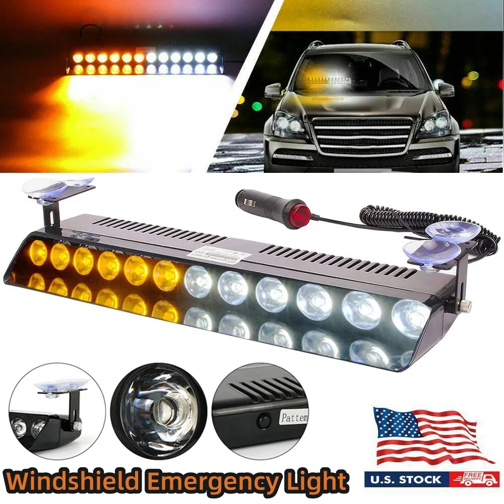 12LED Car Strobe Light Emergency Flash Windshield Warning Light 12V Emergency Light  Bar Firefighter Lights For Vehicles