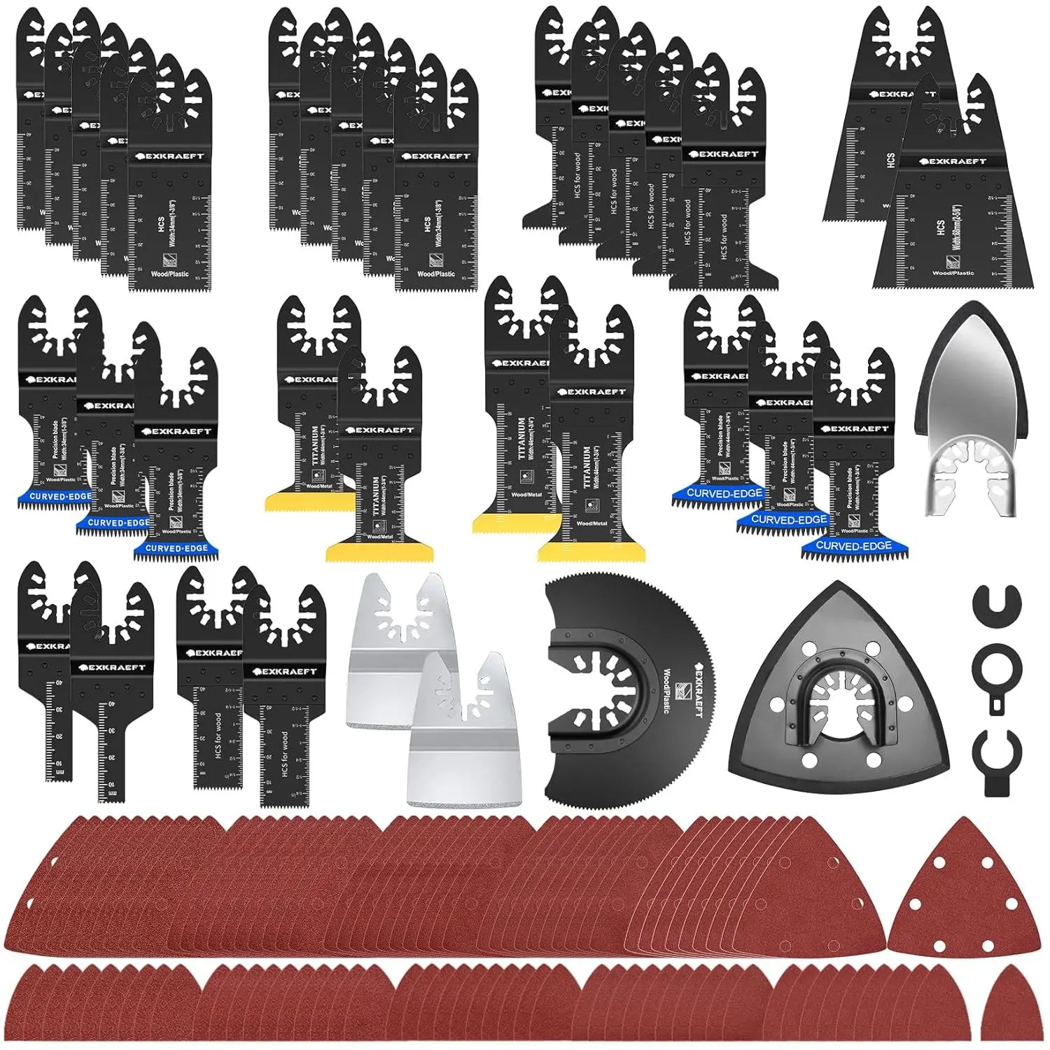 136pcs-oscillating-saw-blades-titanium-oscillating-tool-blades-accessories-with-sandpaper-multitool-bi-metal-blades