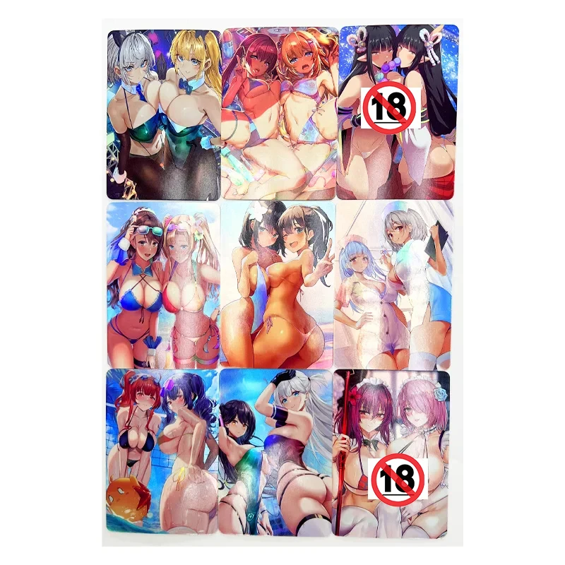 

9pcs/set ACG Sexy Double Girl Ahri The Nine-Tailed Fox Toys Hobbies Hobby Collectibles Game Collection Anime Cards