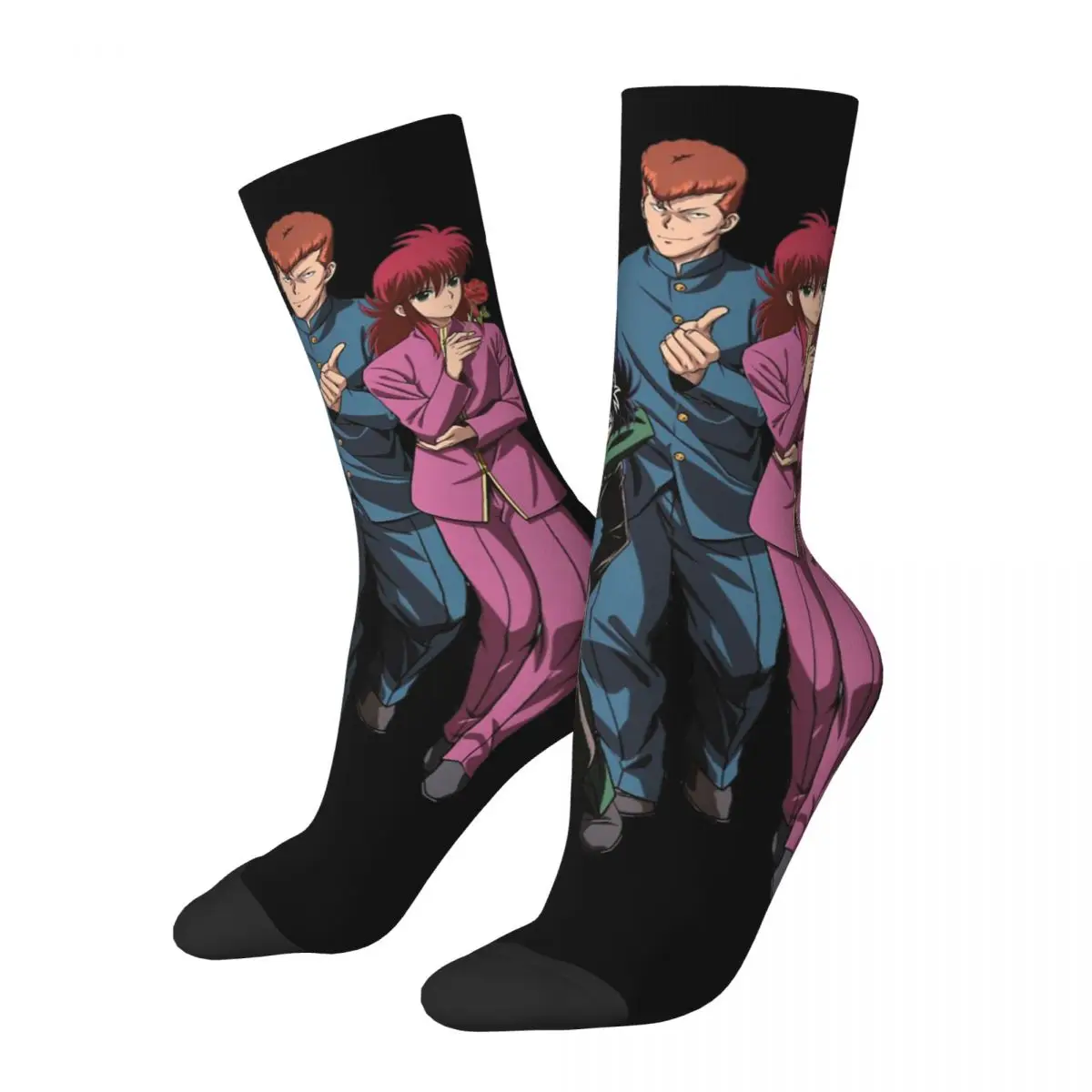 Hiei And Urameshi Yuusuke Crazy Men's compression Socks Unisex Yu yu hakusho Street Style Seamless Printed Funny Happy Crew Sock