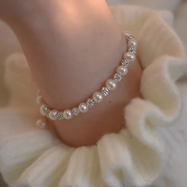 1pcsFreshwater pearl handmade bracelet girls fashion temperament Korean pearl bracelet jewelry crystal bracelet AliExpress