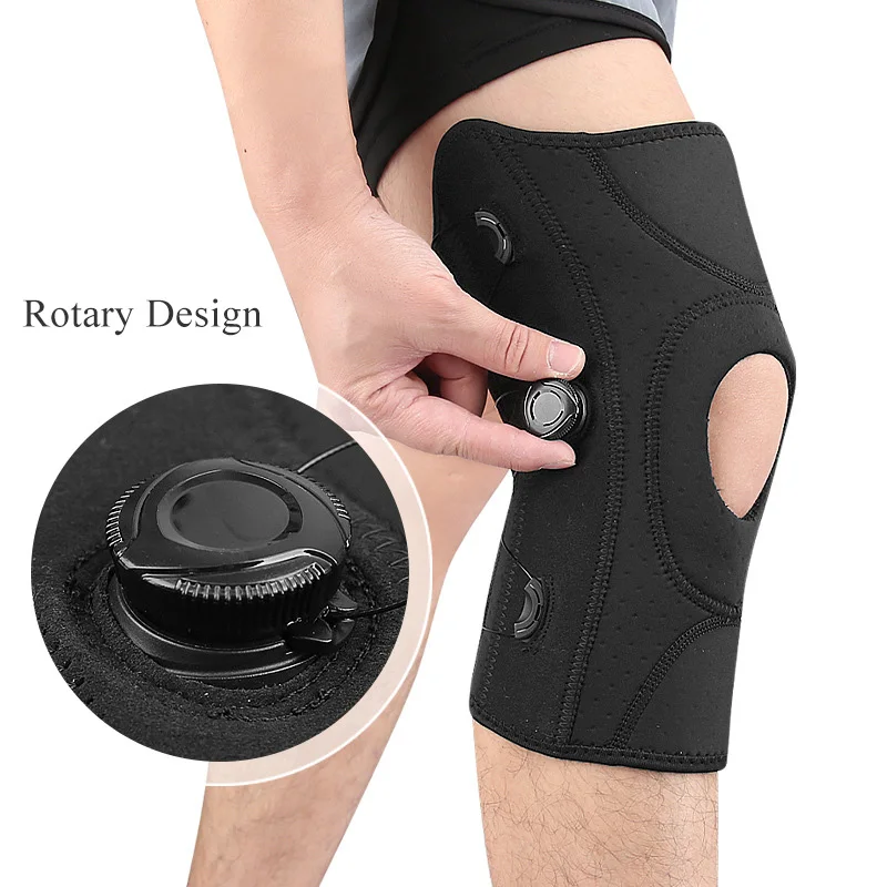 Knee Protector For Sports and Mountain Climbing Manual Adjustable Button for Added Pressure with Springs Support for Meniscus
