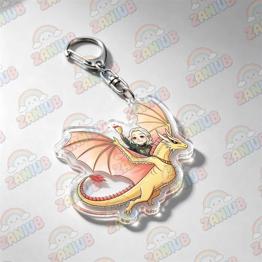 Cute Dragon Fantasy Keychains for Accessories Jewelry Key Ring Targaryen Rhaenyra Fourth Wing Purse Phone Bag Charm Fans Gifts