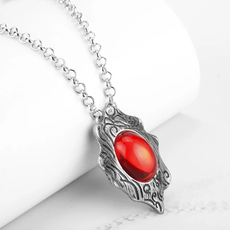 Movie Devil May Cry 5 Dante's Amulet Pendant Necklace Red Gem Inlaid  Cosplay Vintage Necklaces Jewelry Props Accessories