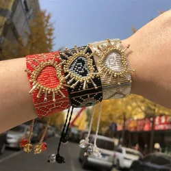 ALIYA Miyuki Beaded Heart Bracelets for Women Fashion Luxury Bracelet Jewelry Love 3D Design Pulseras Mujer Moda Couples Gift