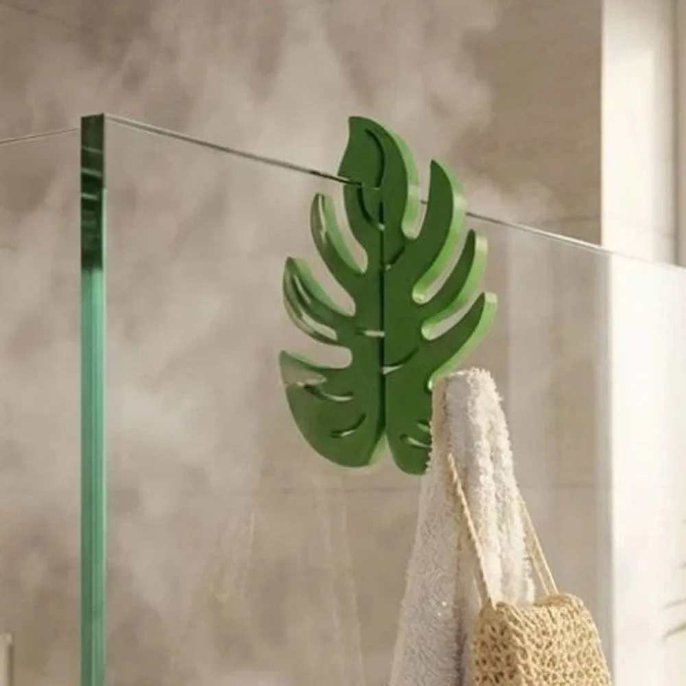 Anti-Scratch 3D Print Bathroom Hook Turtle Leaf No-Drill Glass Door Hook Plastic Space Saving Shower Door Hook Bathroom