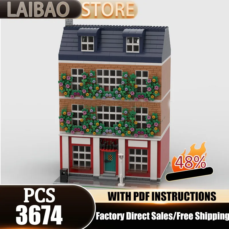 

Модель городского здания MOC, строительные блоки, две черные кошки, ирландский бар, технологичные кирпичики, рождественский набор для сборки, уличный пейзаж, игрушки DIY, подарки