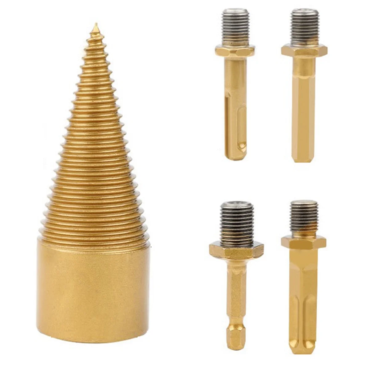 5Pcs Drill Bit Removable Cones Kindling Wood Splitting Logs Bits Heavy Duty Electric Drills (32mm/1.26Inch)