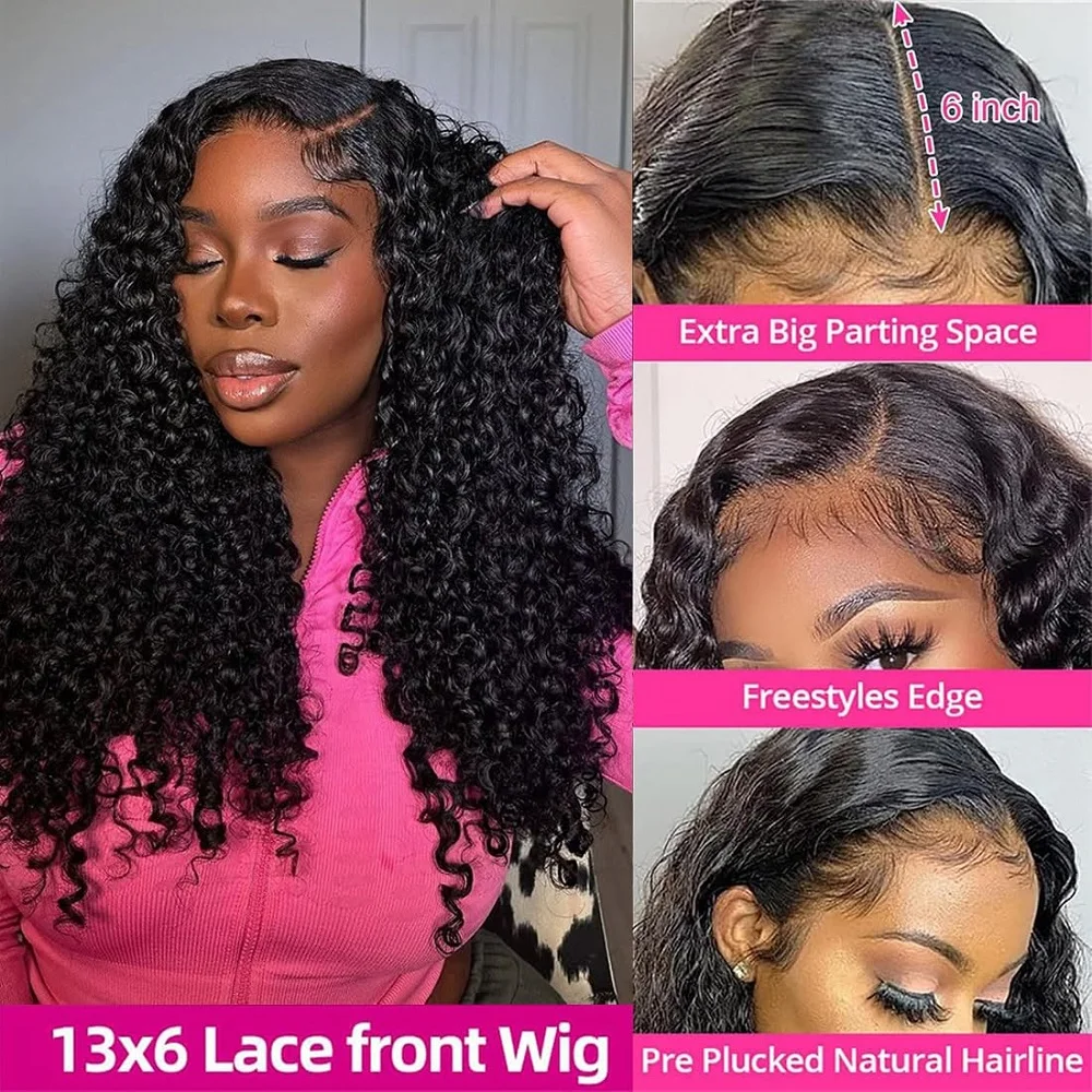 200 Density 13x4 13x6 HD Transparent Full Lace Frontal Wigs Natural Colored 46 Inch Burmese Curly Wave Human Hair Wigs For Women view 4