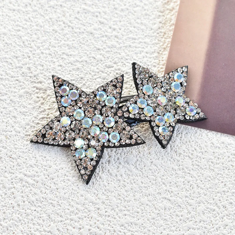 New headgear rhinestone five-pointed star bangs clip duck bill clip diamond super flash hair accessories hair clips for girls