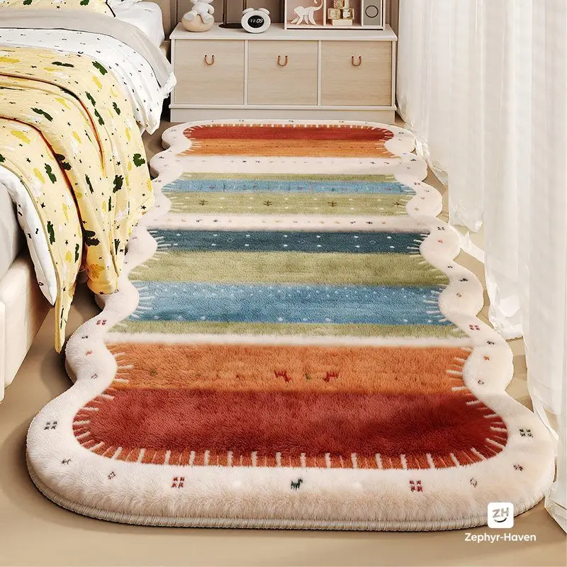 Bedside blanket room cute plush carpet living room bedroom decorative floor mat