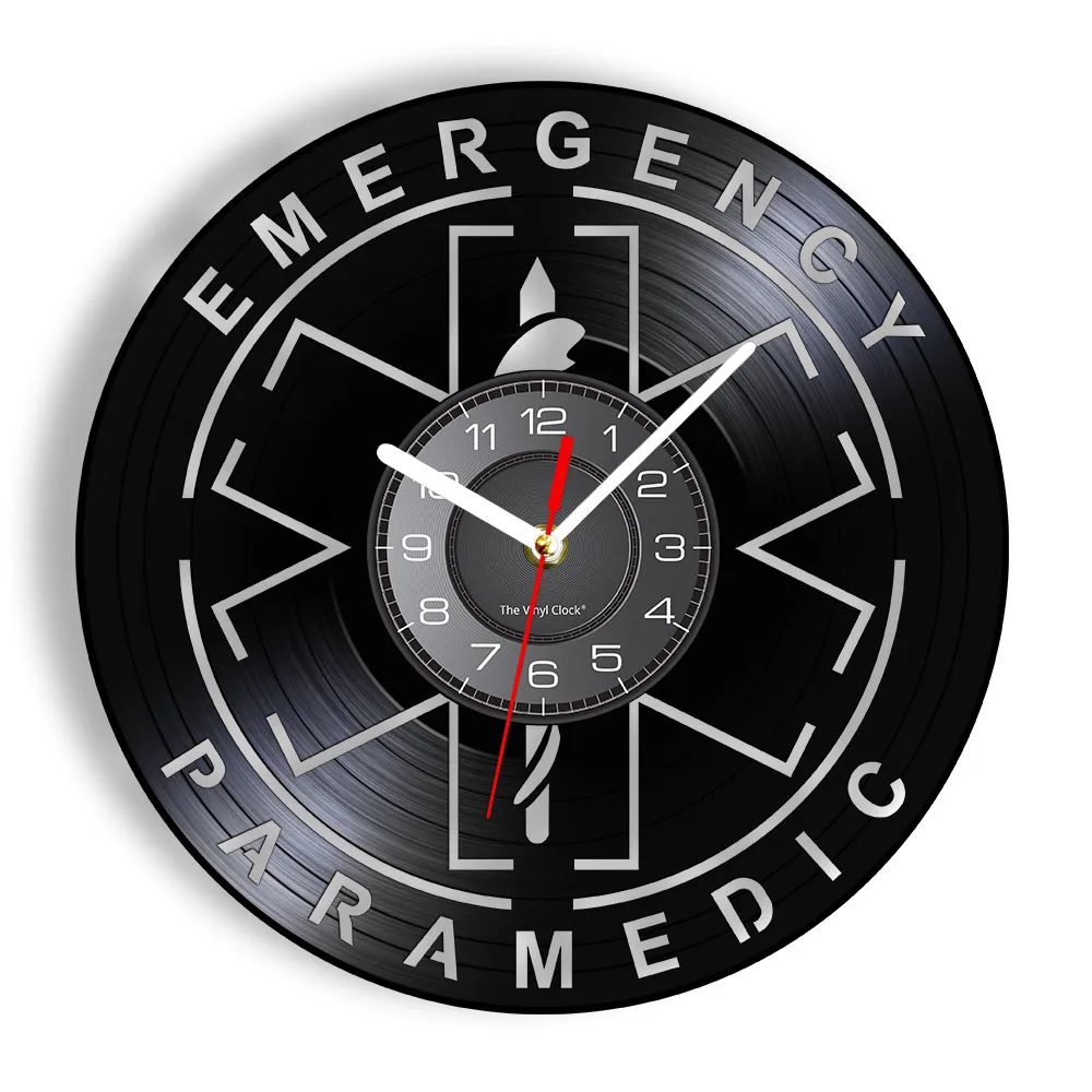 

Emergency Paramedic Star Of Life Vinyl Record Wall Clock For Doctor Clinic Office Decor Medical Symbol Retro Wall Watch EMT Gift